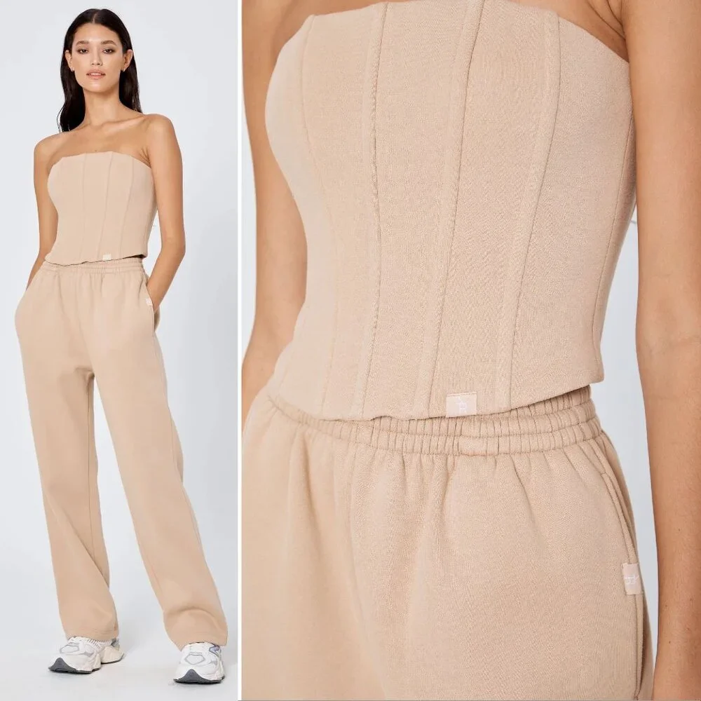 ATOIR x ROZALIA The Corset Top Size 12 L Sand Beige Boned Back Zip Stretch NEW - Picture 3 of 14